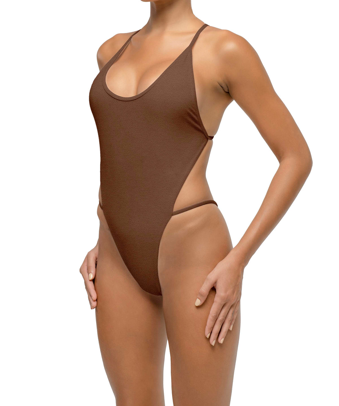 BSWS-S74 Binded Neckline Side Cutout One Piece