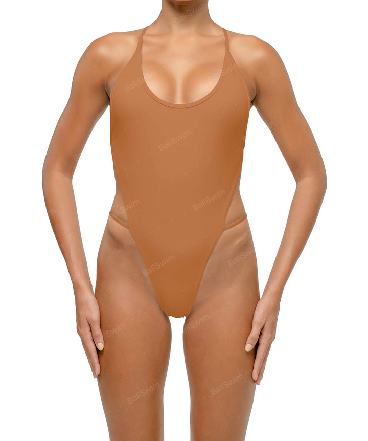 BSWS-S74 Binded Neckline Side Cutout One Piece
