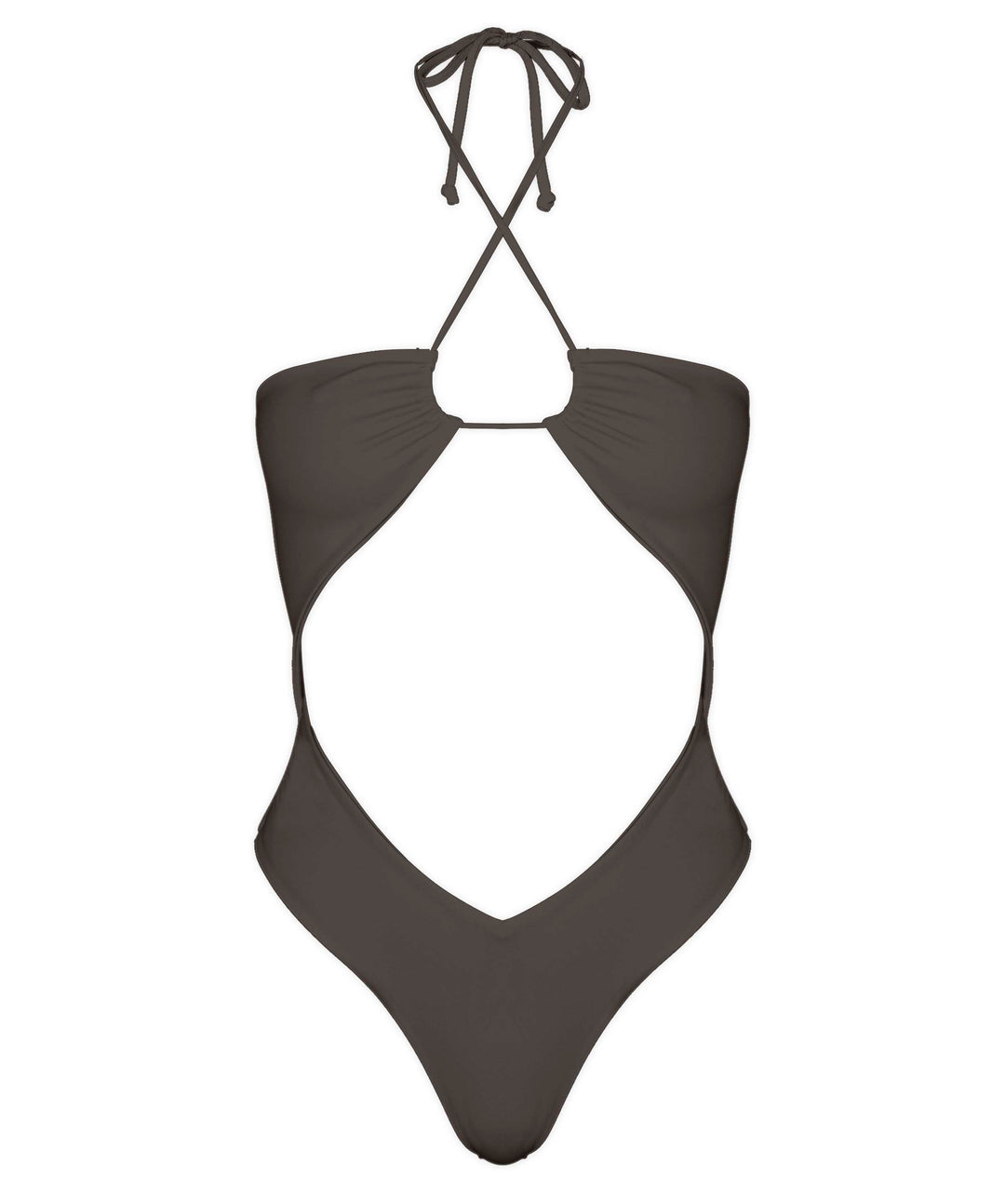 BSWS-S82 Halter Tie Neck One Piece With Center Front Cutout