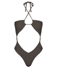 BSWS-S82 Halter Tie Neck One Piece With Center Front Cutout