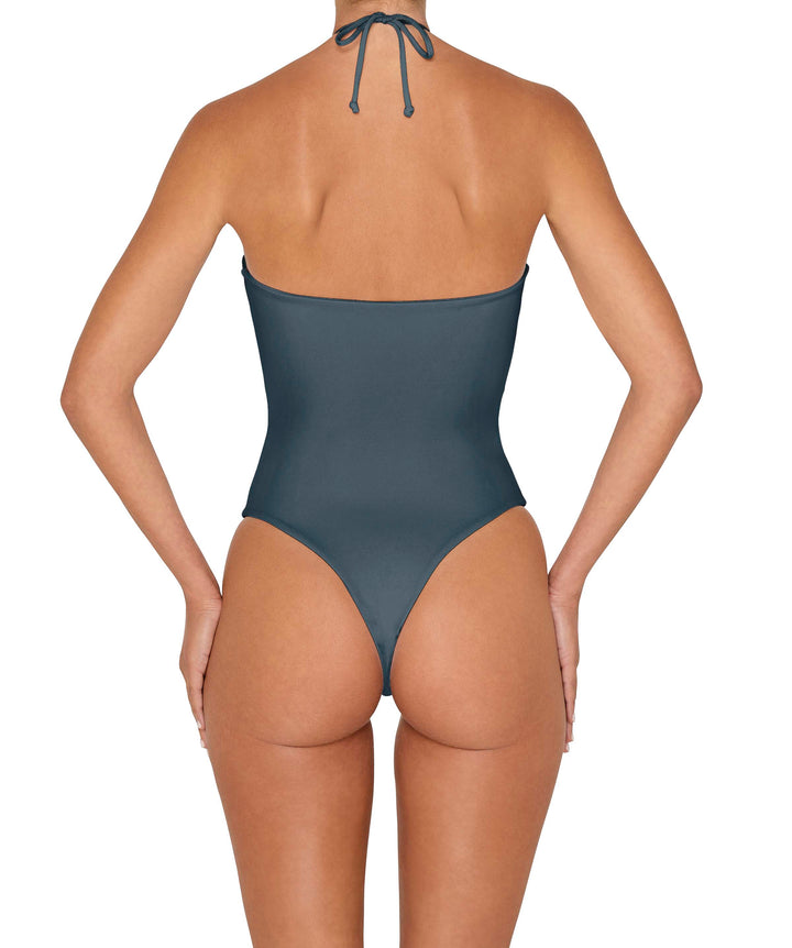 BSWS-S82 Halter Tie Neck One Piece With Center Front Cutout
