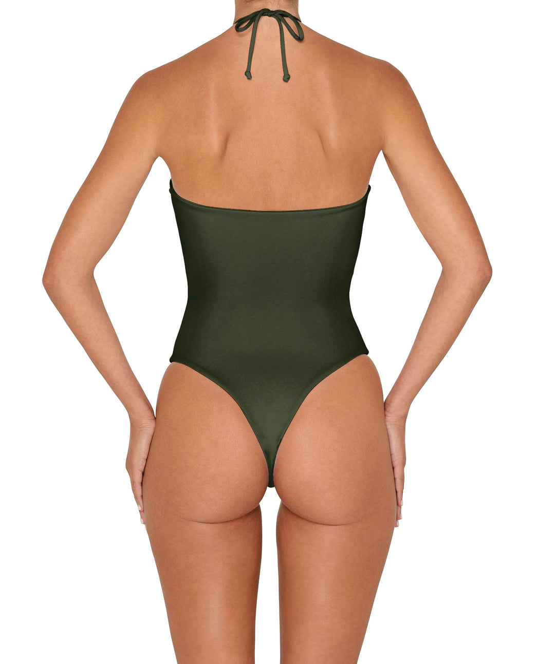 BSWS-S82 Halter Tie Neck One Piece With Center Front Cutout