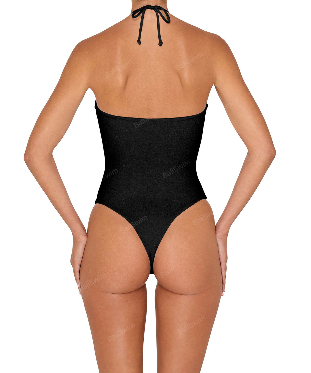 BSWS-S82 Halter Tie Neck One Piece With Center Front Cutout