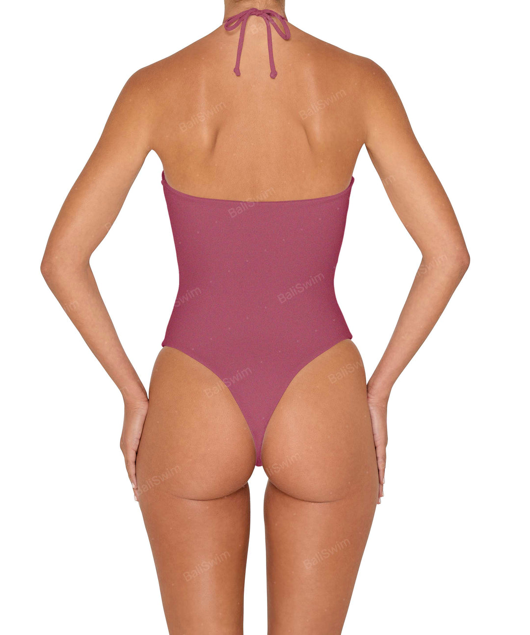 BSWS-S82 Halter Tie Neck One Piece With Center Front Cutout