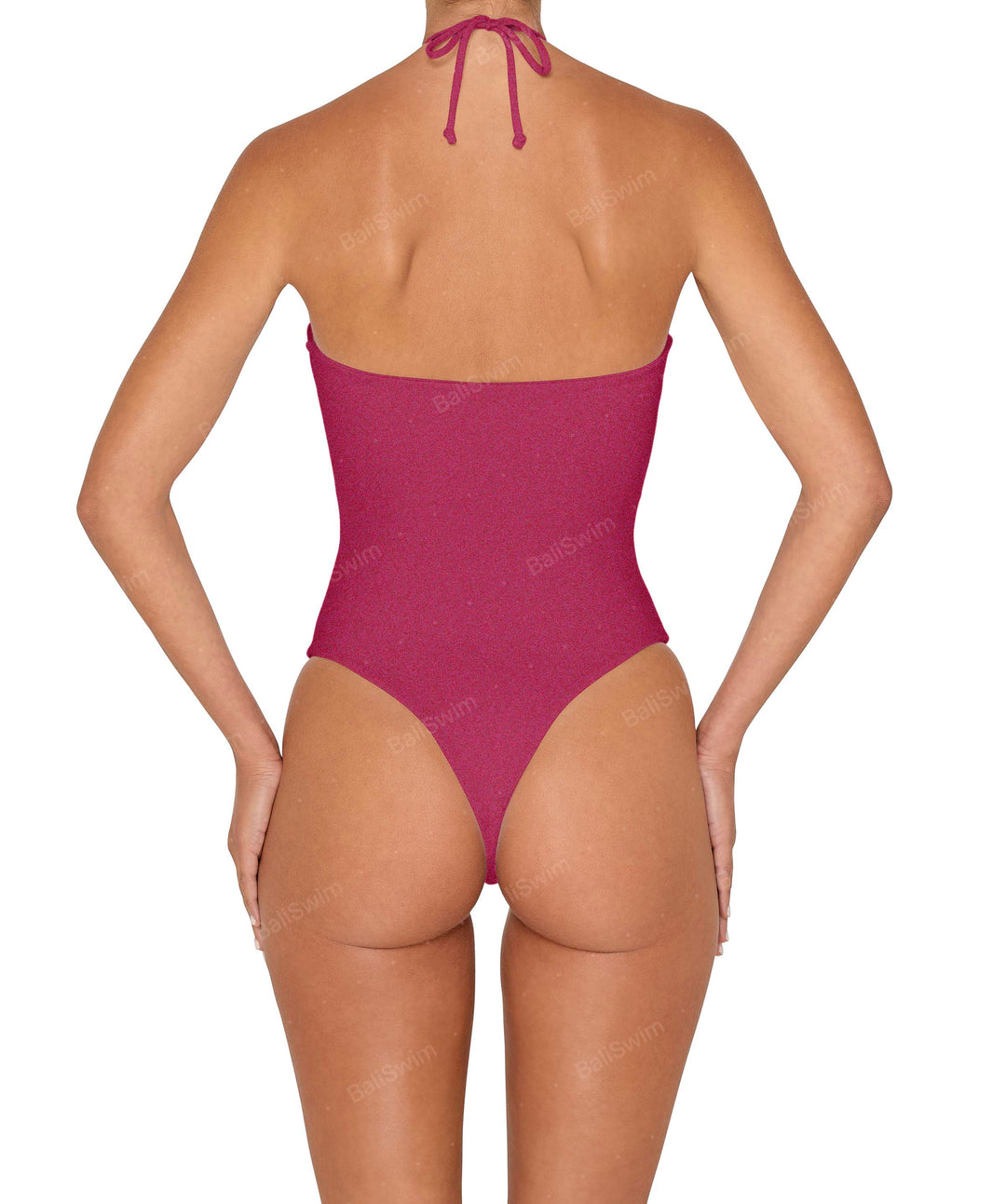 BSWS-S82 Halter Tie Neck One Piece With Center Front Cutout