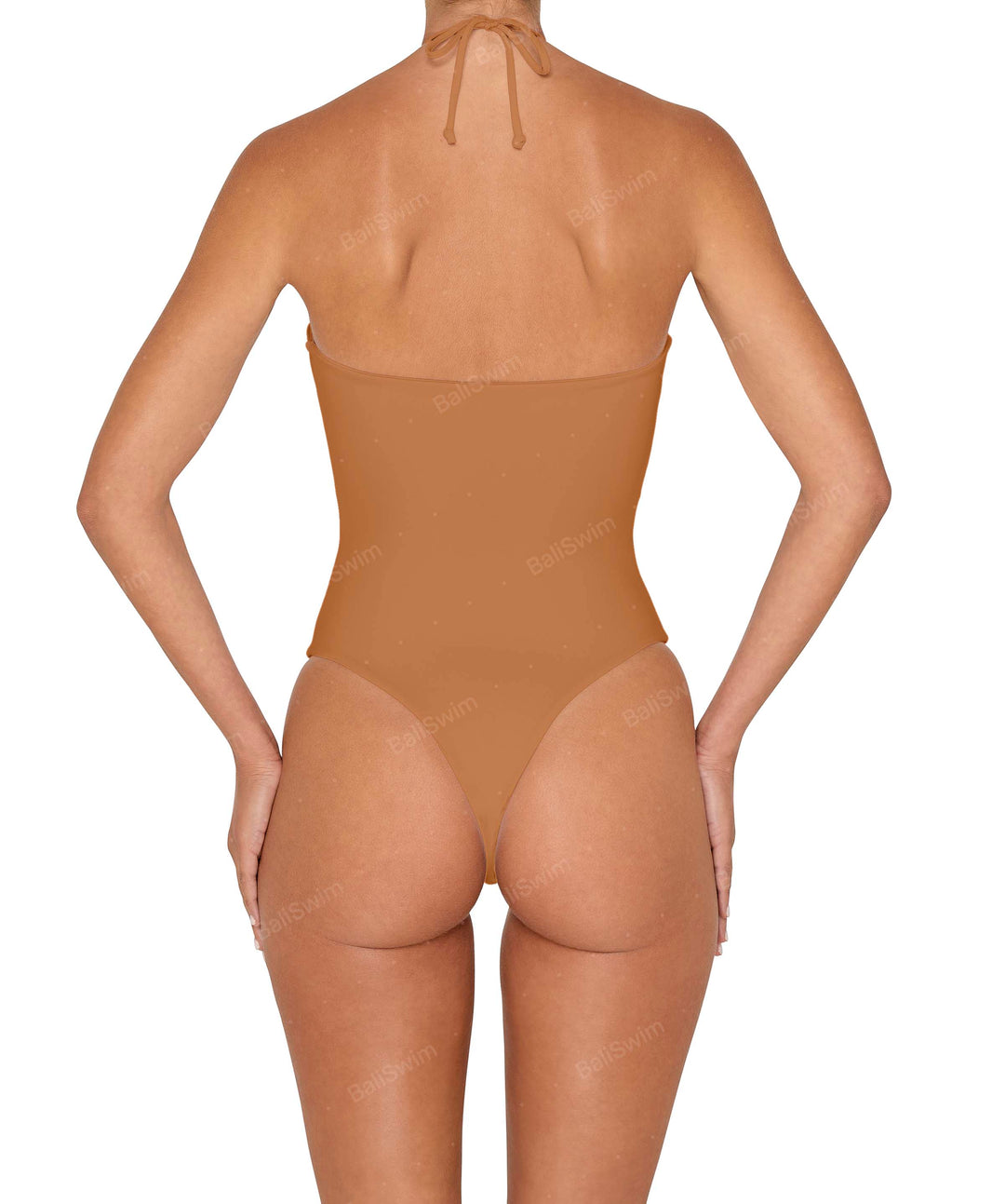 BSWS-S82 Halter Tie Neck One Piece With Center Front Cutout
