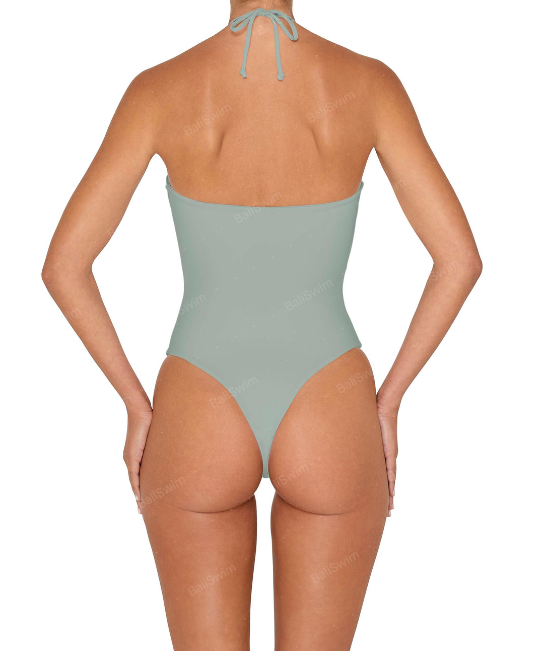 BSWS-S82 Halter Tie Neck One Piece With Center Front Cutout