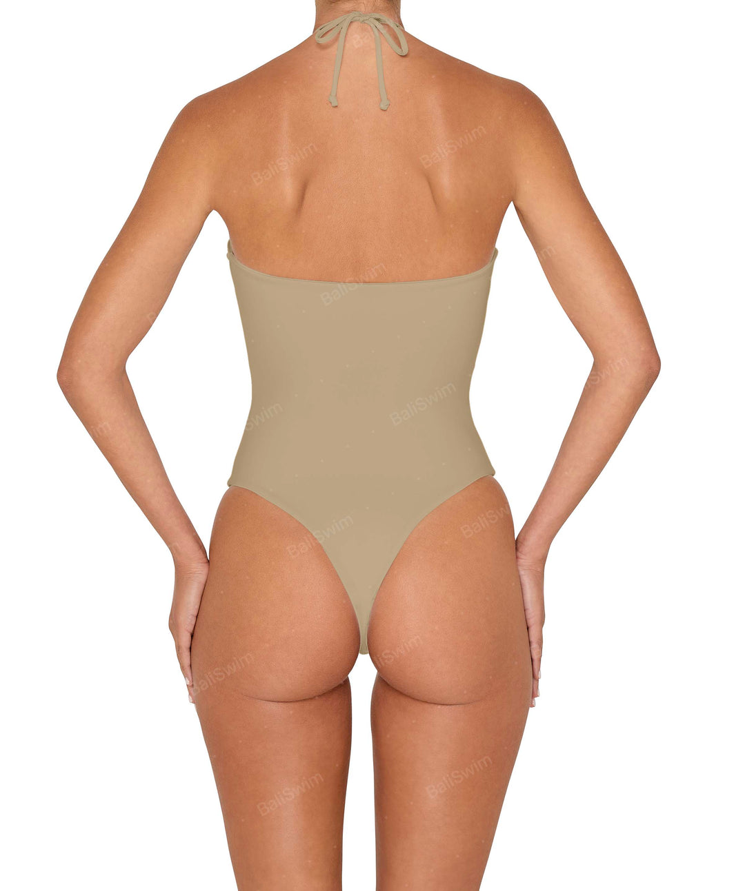 BSWS-S82 Halter Tie Neck One Piece With Center Front Cutout