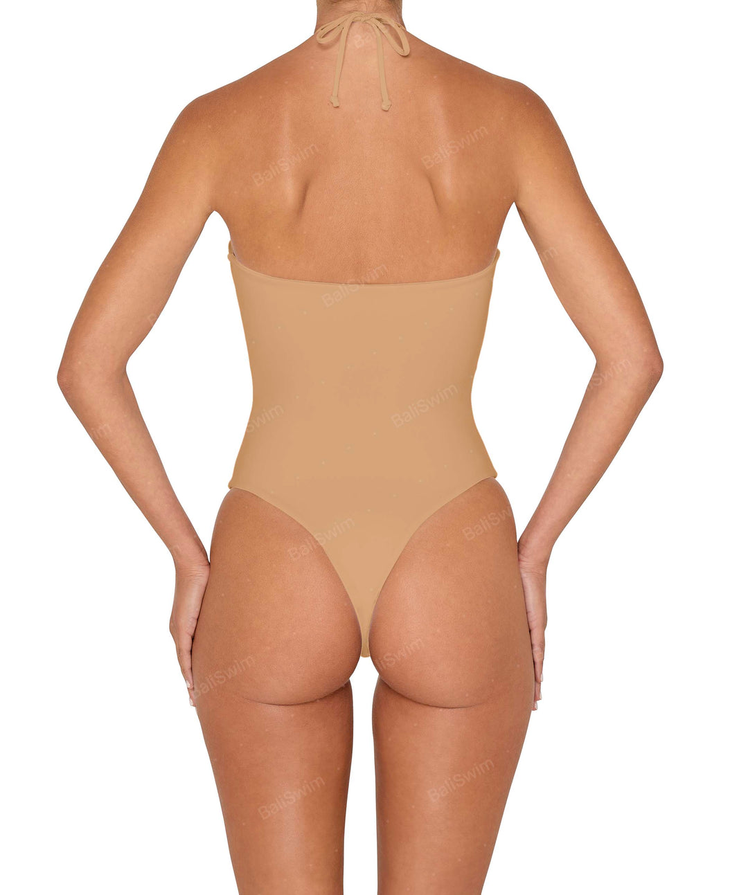 BSWS-S82 Halter Tie Neck One Piece With Center Front Cutout
