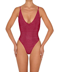 BSWS-S84b Studded Binded Plunge Neck One Piece