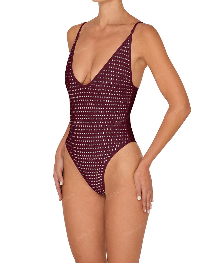 BSWS-S84b Binded Plunge Neck One Piece