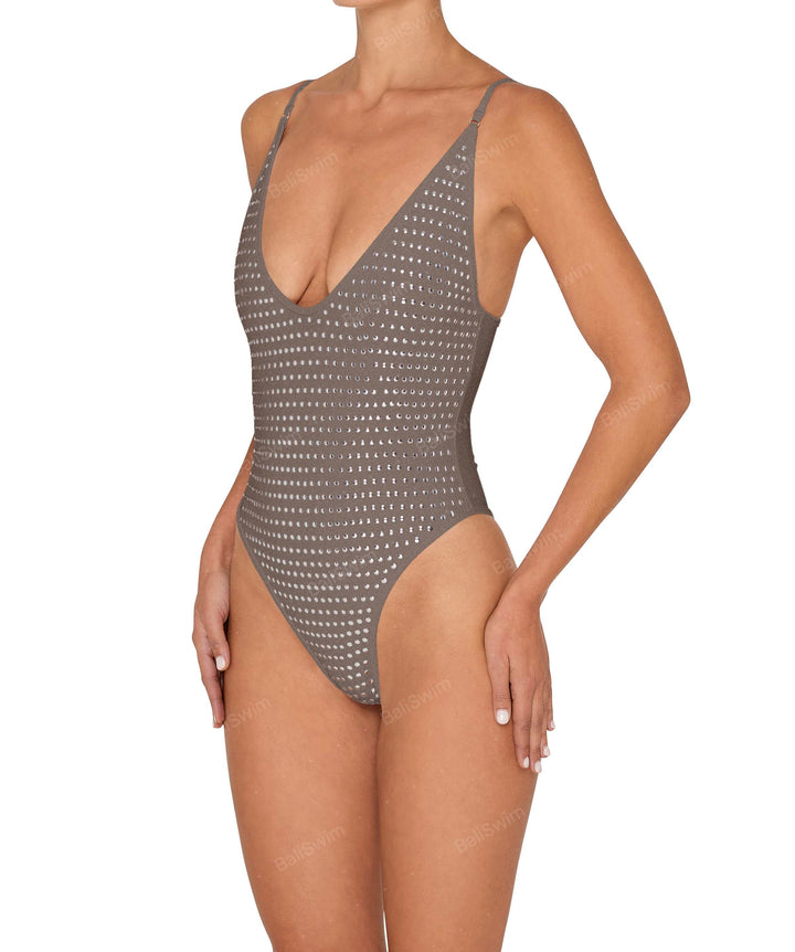 BSWS-S84b Binded Plunge Neck One Piece