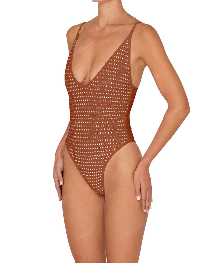 BSWS-S84b Binded Plunge Neck One Piece