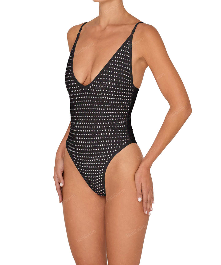BSWS-S84b Binded plunge neck one piece