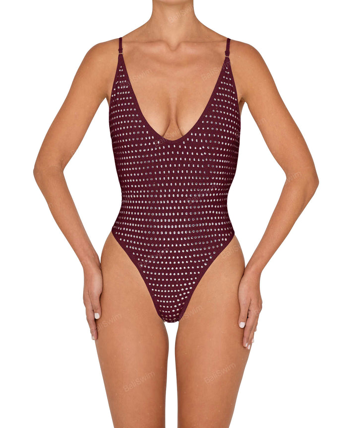 BSWS-S84b Binded Plunge Neck One Piece
