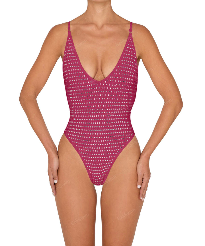 BSWS-S84b Binded Plunge Neck One Piece