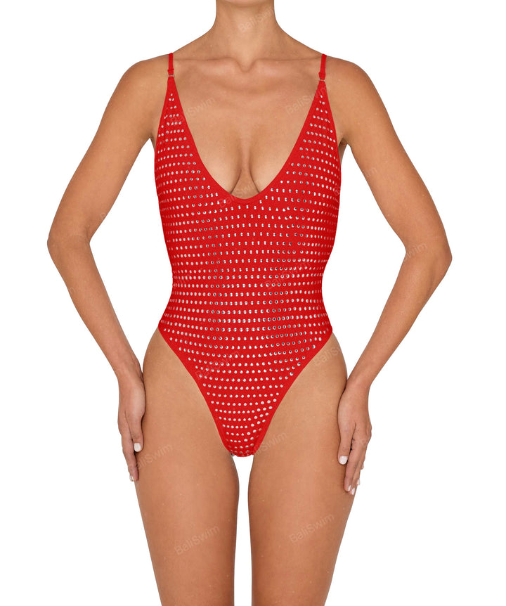 BSWS-S84b Binded Plunge Neck One Piece