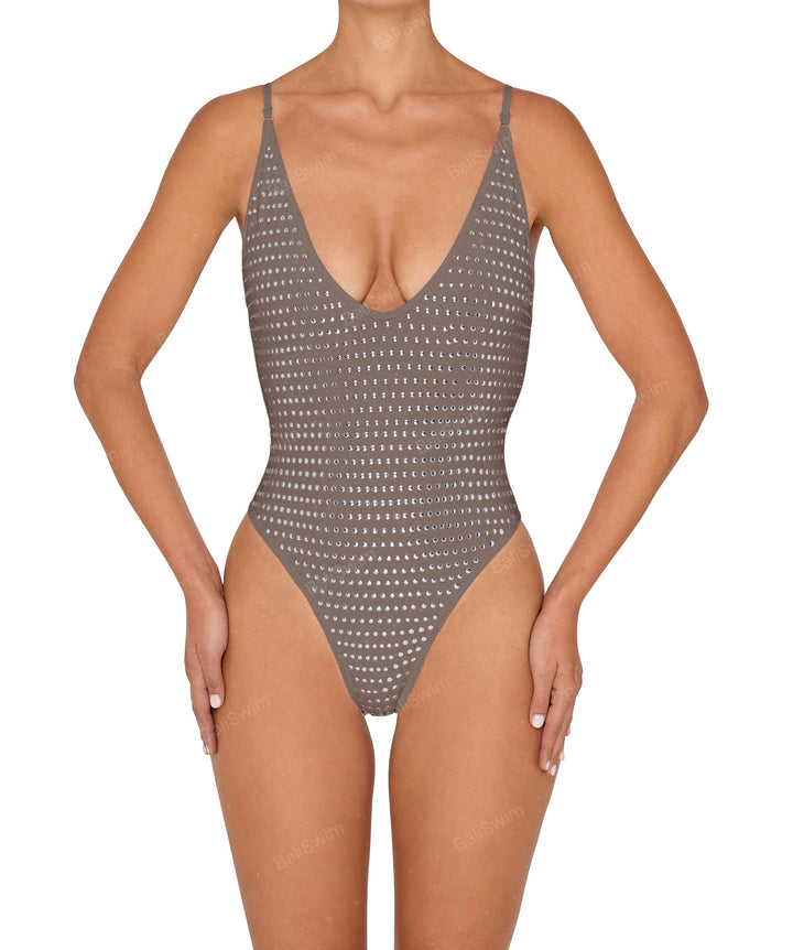 BSWS-S84b Binded Plunge Neck One Piece