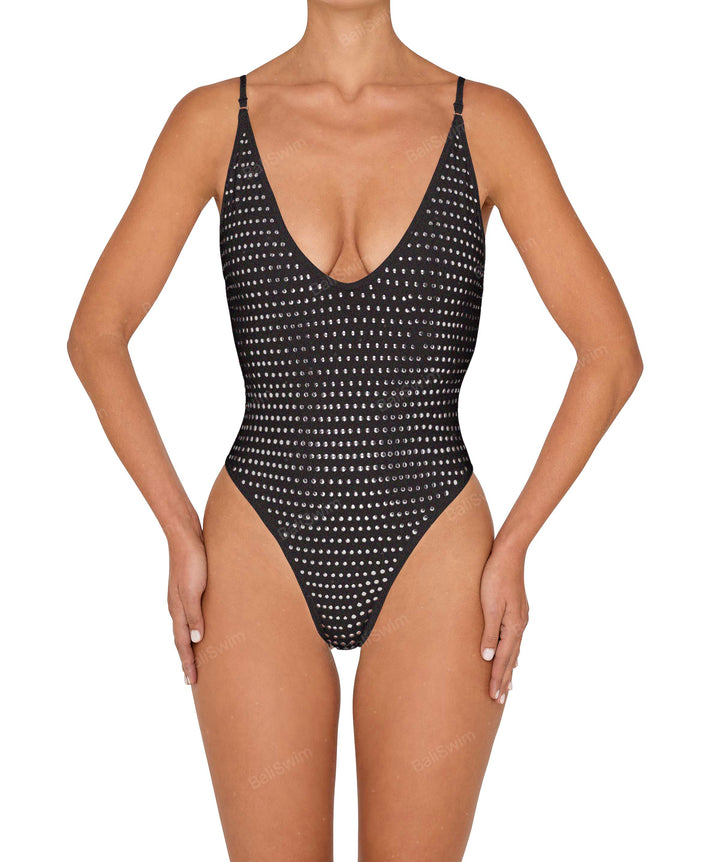 BSWS-S84b Binded plunge neck one piece