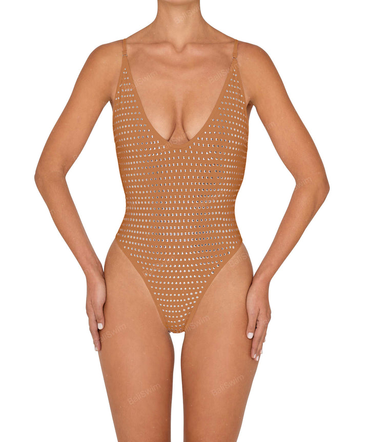 BSWS-S84b Binded Plunge Neck One Piece