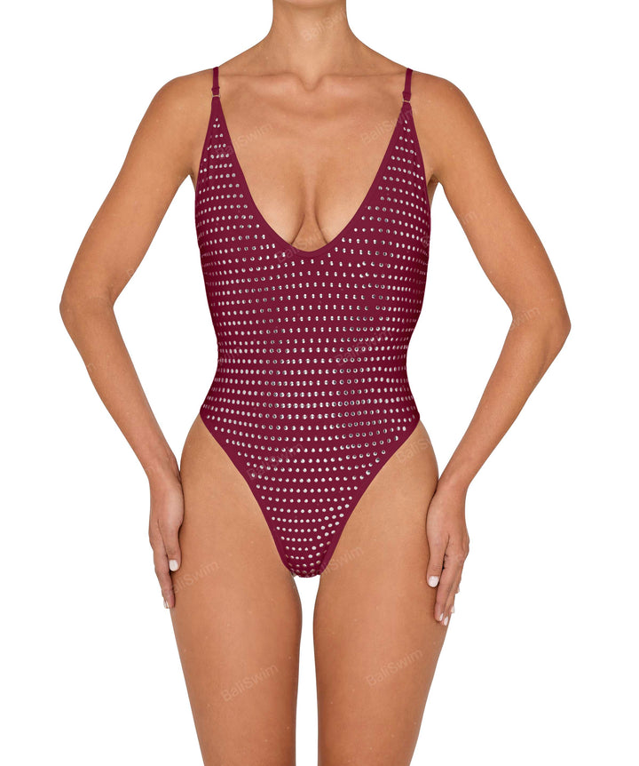 BSWS-S84b Binded Plunge Neck One Piece