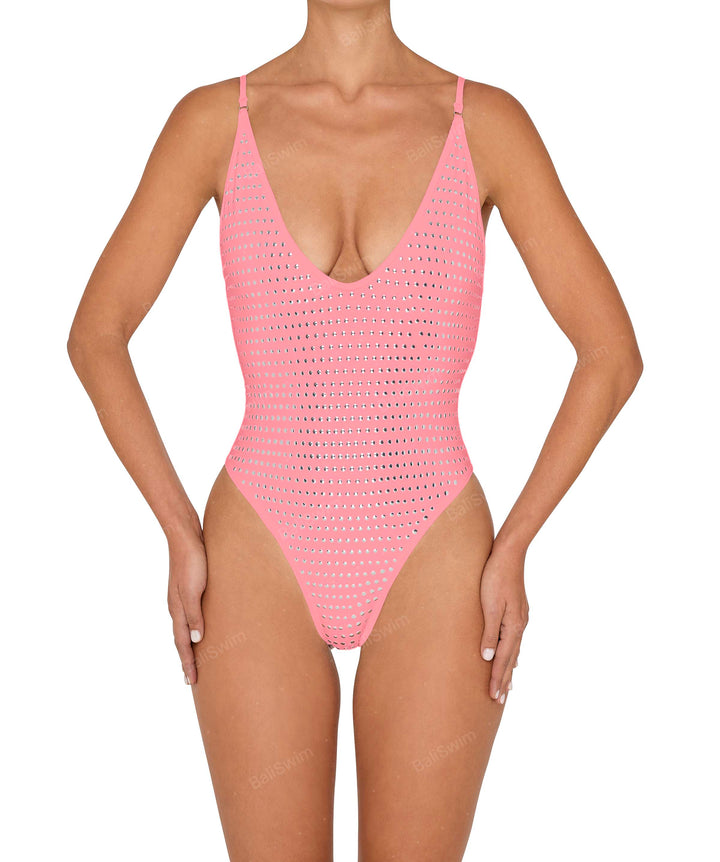 BSWS-S84b Binded Plunge Neck One Piece