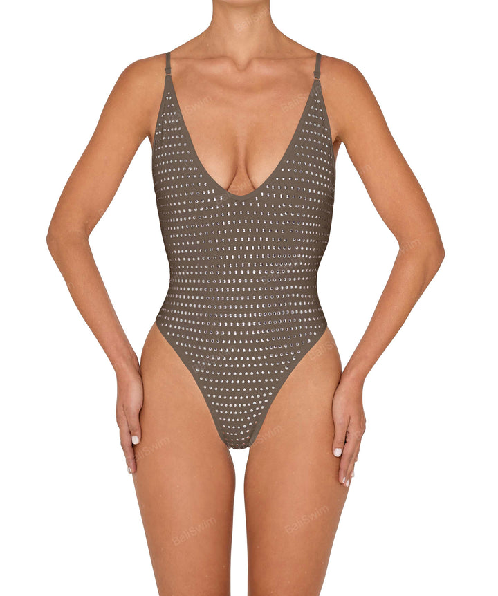 BSWS-S84b Binded Plunge Neck One Piece