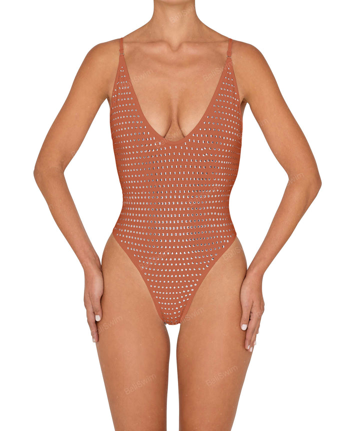 BSWS-S84b Binded Plunge Neck One Piece
