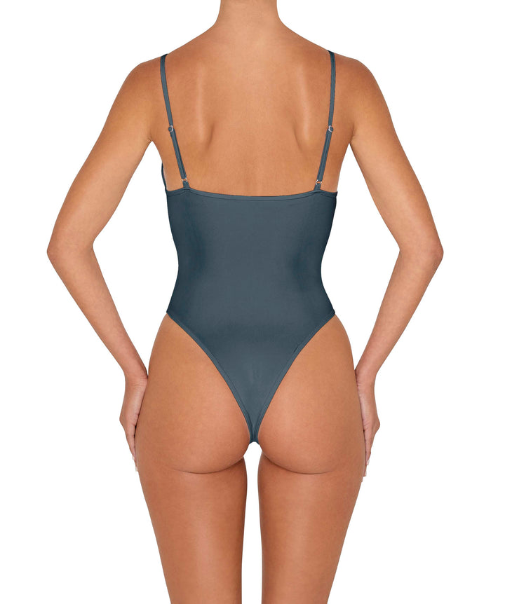 BSWS-S84b Studded Binded Plunge Neck One Piece