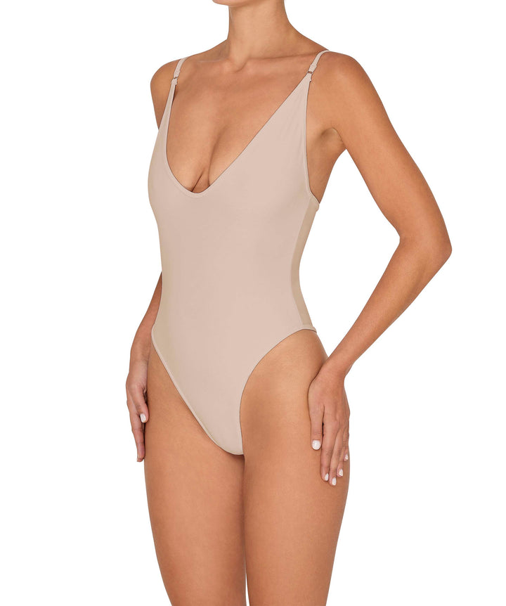 BSWS-S84 Binded Plunge Neck One Piece