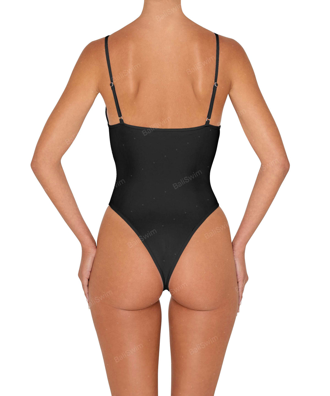 BSWS-S84b Studded Binded Plunge Neck One Piece