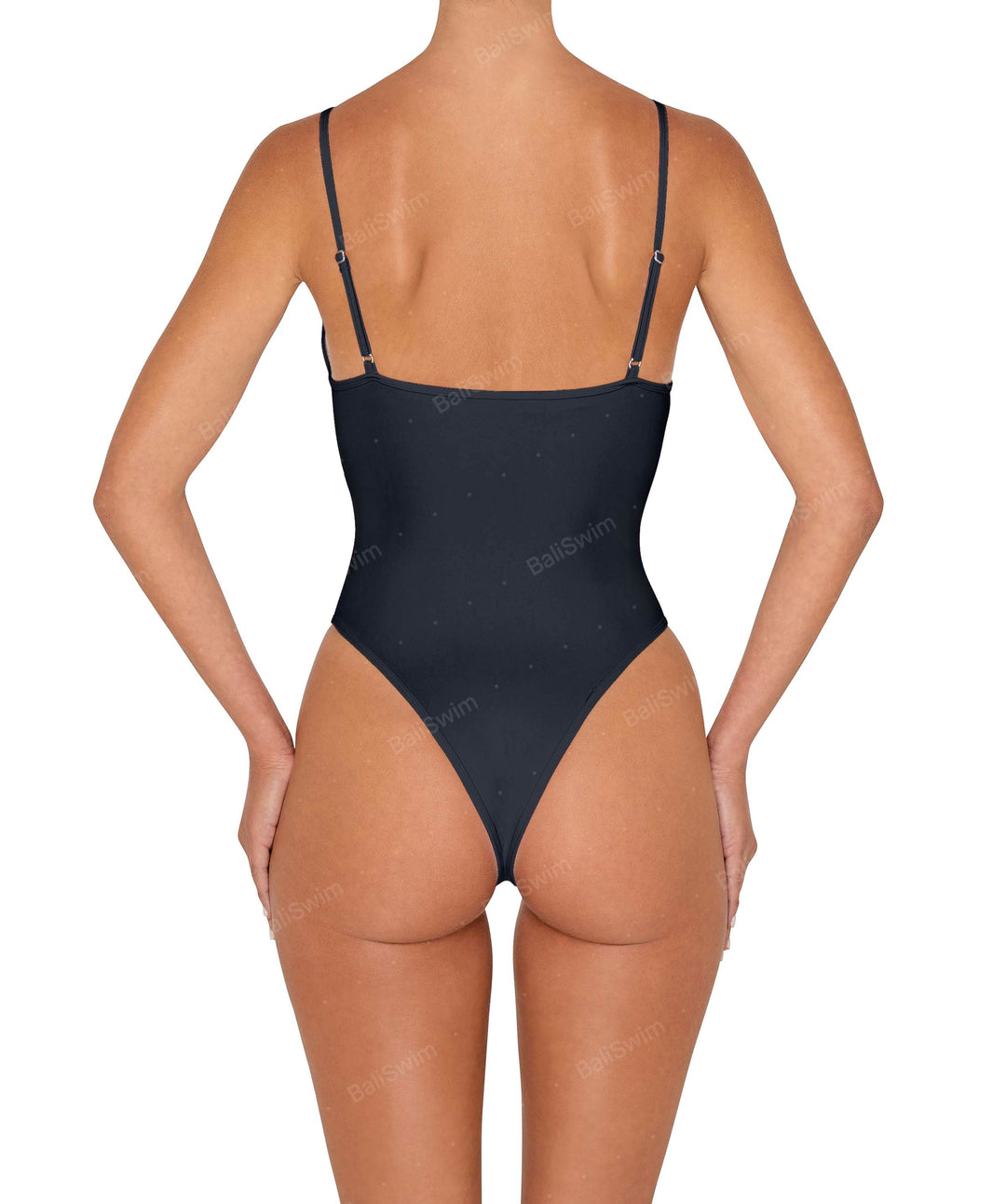 BSWS-S84b Studded Binded Plunge Neck One Piece