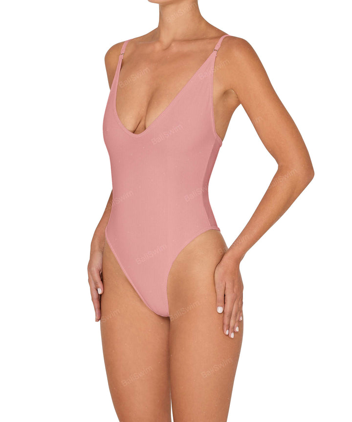 BSWS-S84 Binded Plunge Neck One Piece