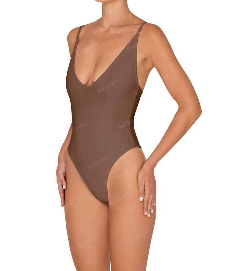 BSWS-S84 Binded Plunge Neck One Piece