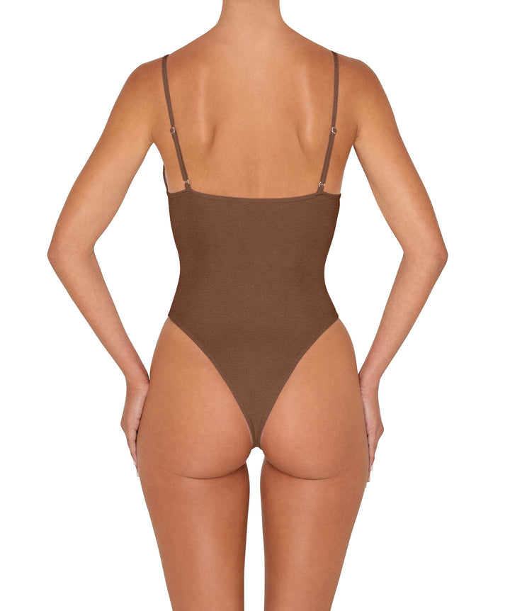 BSWS-S84b Studded Binded Plunge Neck One Piece