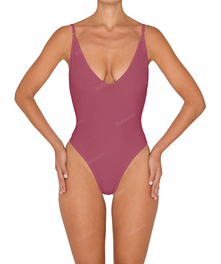 BSWS-S84 Binded Plunge Neck One Piece