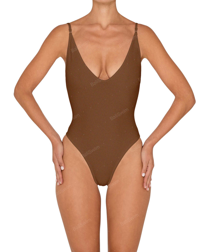 BSWS-S84 Binded Plunge Neck One Piece
