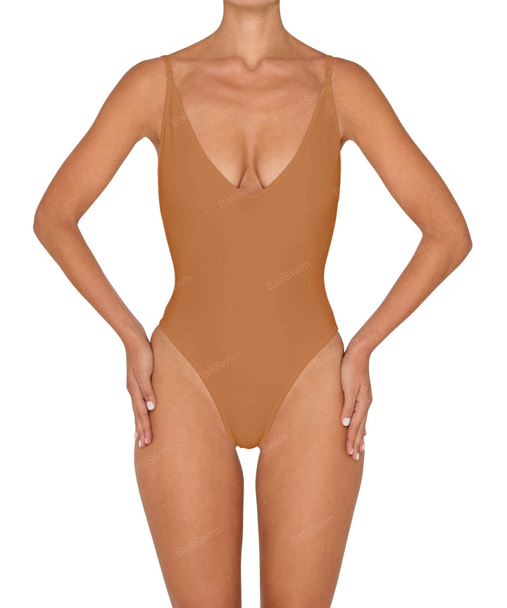BSWS-S84 Binded Plunge Neck One Piece