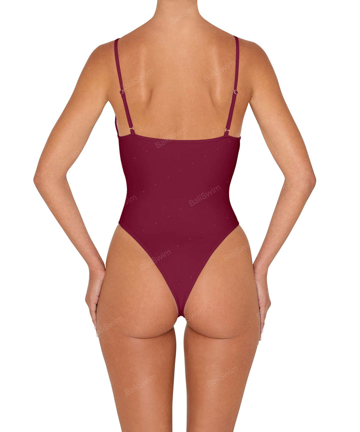 BSWS-S84b Binded Plunge Neck One Piece