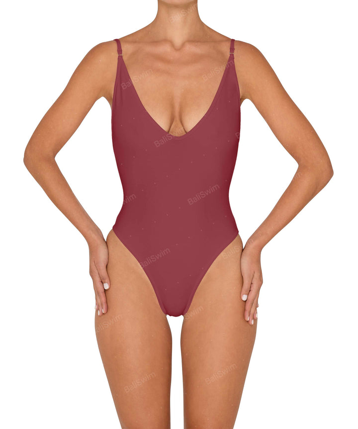 BSWS-S84 Binded Plunge Neck One Piece