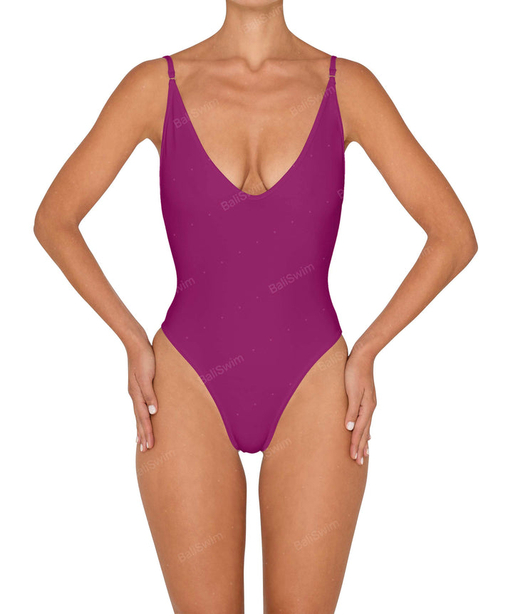 BSWS-S84 Binded Plunge Neck One Piece