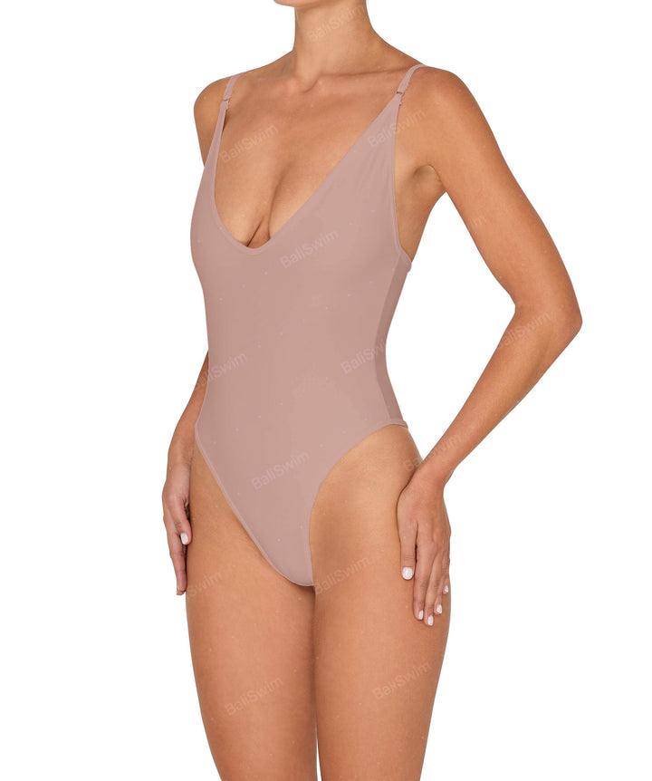 BSWS-S84 Binded Plunge Neck One Piece