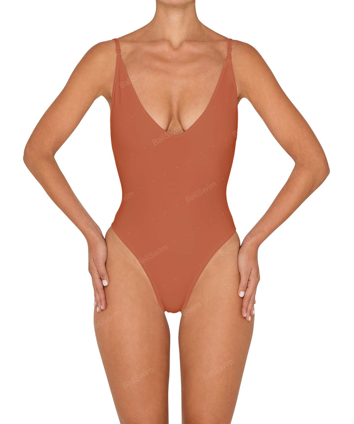 BSWS-S84 Binded Plunge Neck One Piece