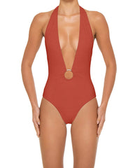 BSWS-S89 Deep Plunge Ring Halter One Piece