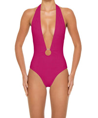 BSWS-S89 Deep Plunge Ring Halter One Piece
