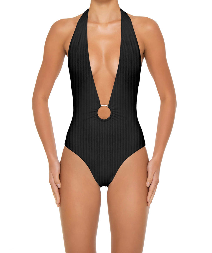 BSWS-S89 Deep Plunge Ring Halter One Piece