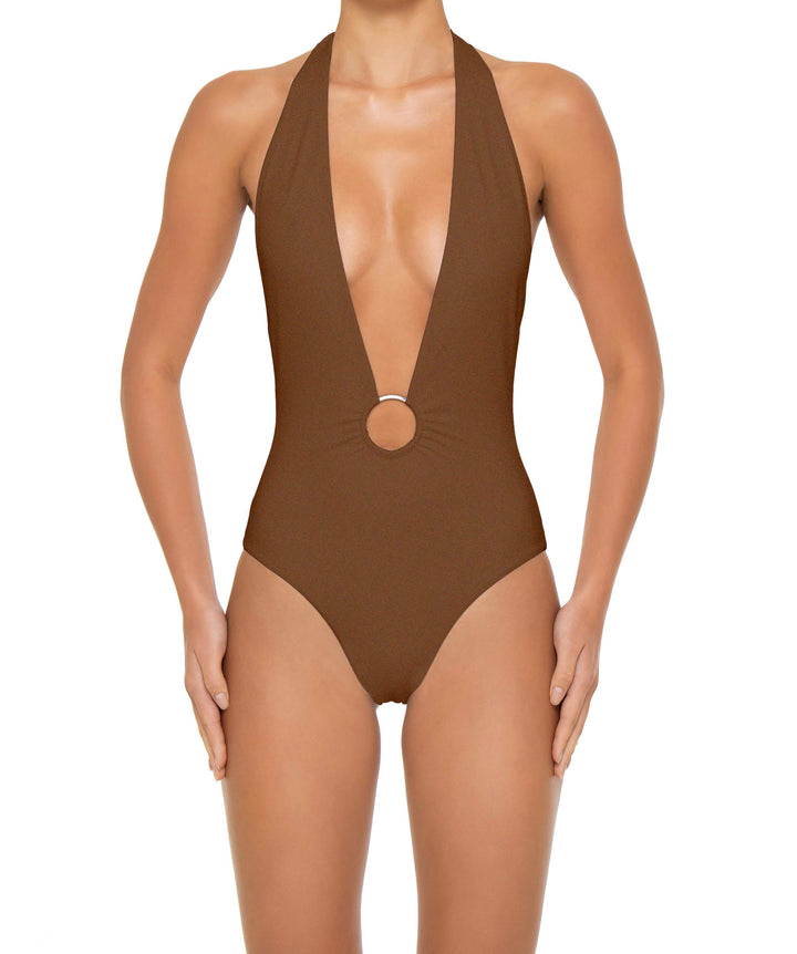 BSWS-S89 Deep Plunge Ring Halter One Piece