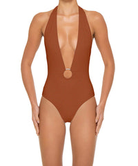 BSWS-S89 Deep Plunge Ring Halter One Piece