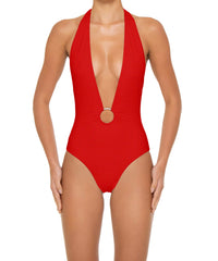 BSWS-S89 Deep Plunge Ring Halter One Piece