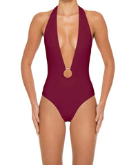 BSWS-S89 Deep Plunge Ring Halter One Piece
